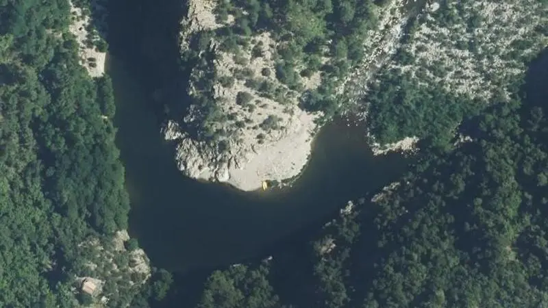 Vue aérienne : Plage du Chassezac