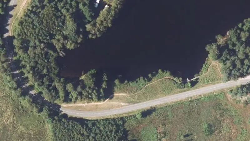 Vue aérienne : Plage du lac de Vassivière