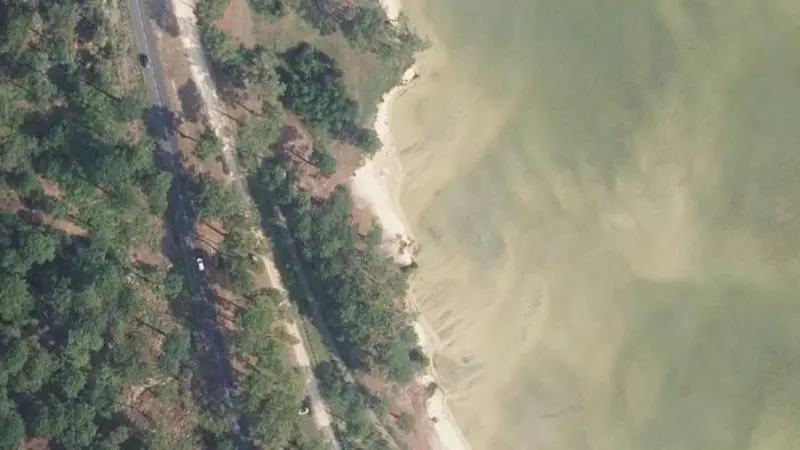 Vue aérienne : Plage du lac de Cazaux et Sanguinet