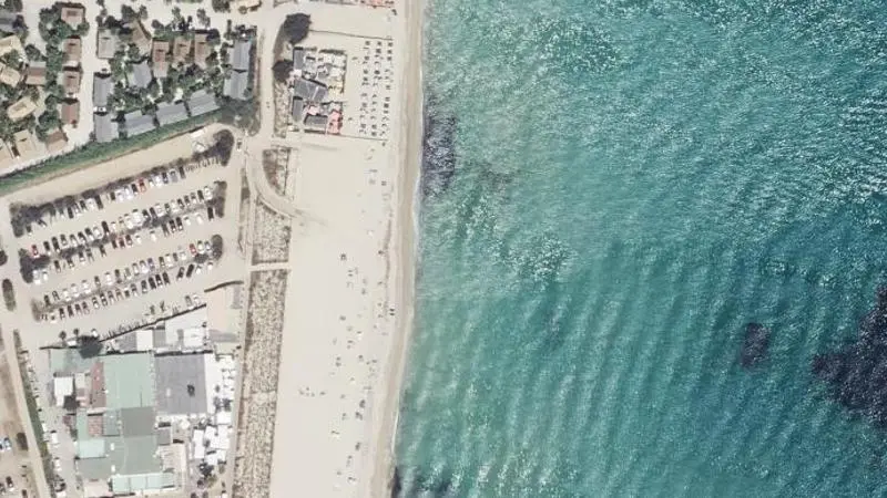 Vue aérienne : Plage Pampelonne Tamaris