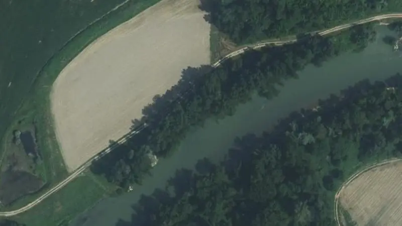 Vue aérienne : Baignade de l'Adour