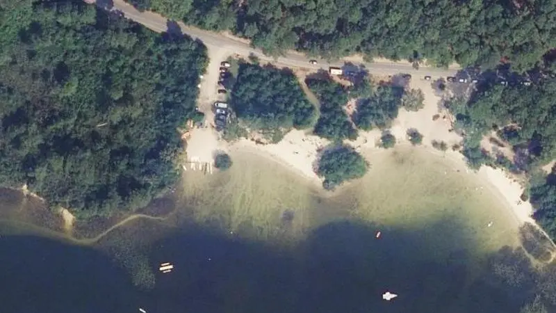 Vue aérienne : Plage du lac de Cazaux et Sanguinet