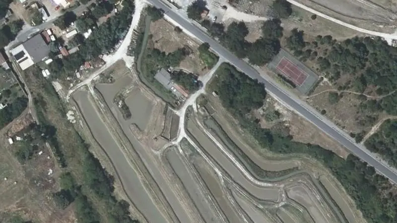 Vue aérienne : La Phibie : Baignade aménagée