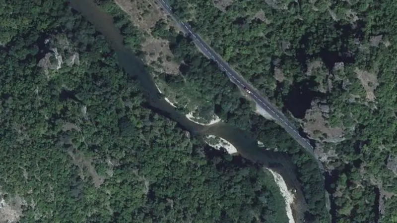 Vue aérienne : Baignade de la Dourbie