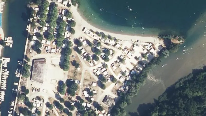 Vue aérienne : Plage Camping l'Ile aux Cygnes