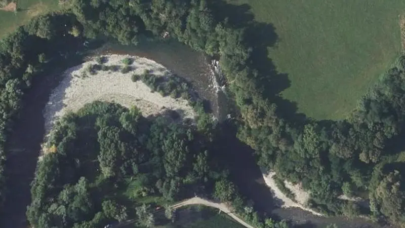 Vue aérienne : Plage du gave d'Aspe