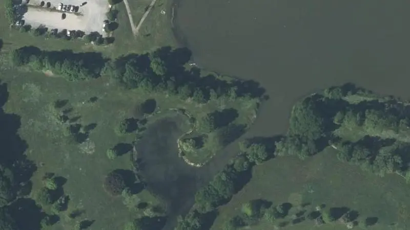 Vue aérienne : Plan d'eau de la Base de Loisirs
