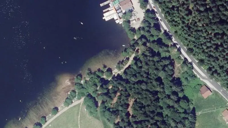 Vue aérienne : Plage du lac de Longemer