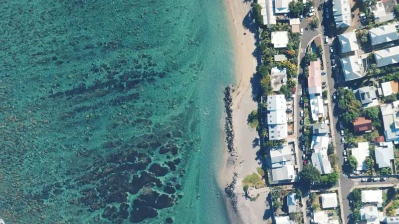 Vue aérienne : Plage Centre Ville de Saint-Leu