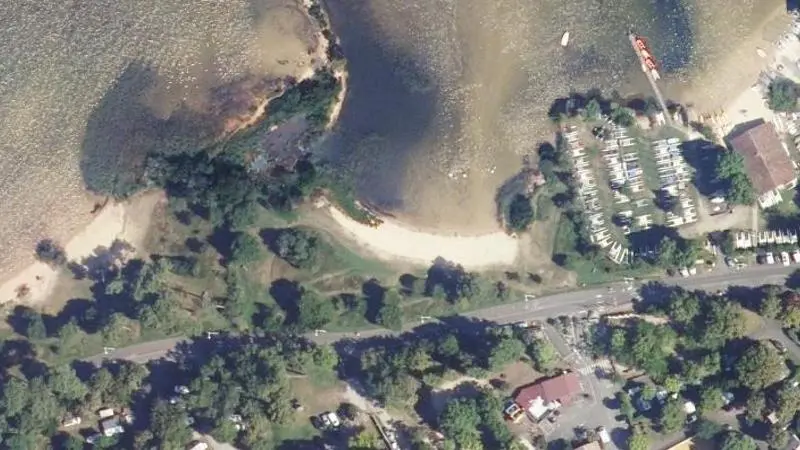 Vue aérienne : Plage du lac de Cazaux et Sanguinet