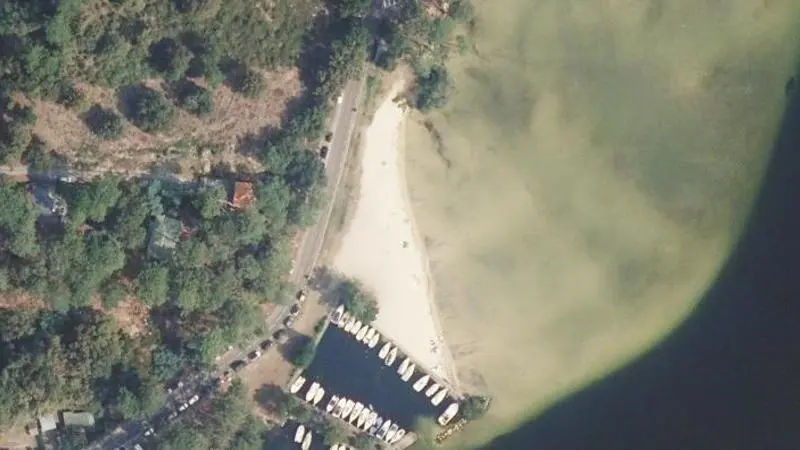 Vue aérienne : Plage du lac de Cazaux et Sanguinet