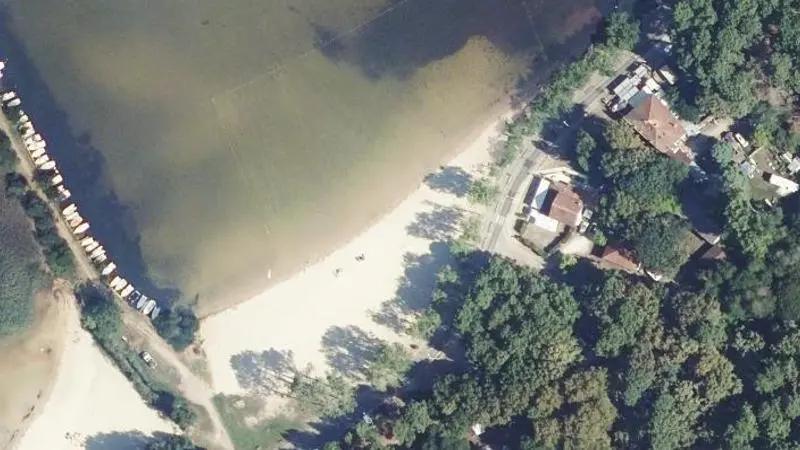 Vue aérienne : Plage du lac de Cazaux et Sanguinet
