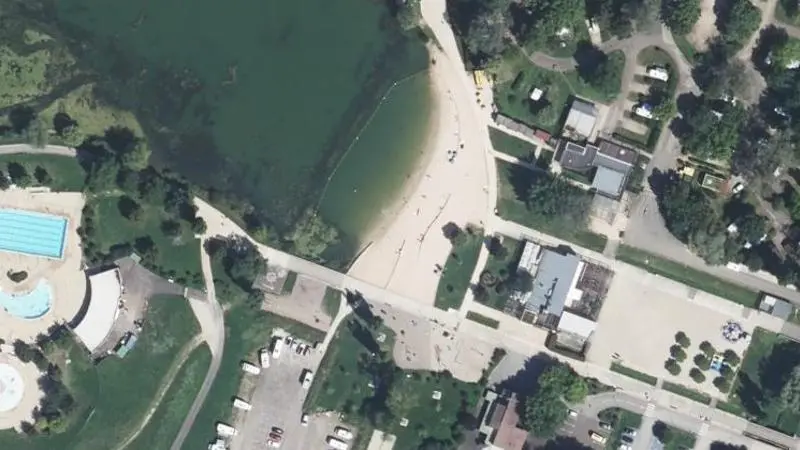 Vue aérienne : Baignade du Lac - Plage