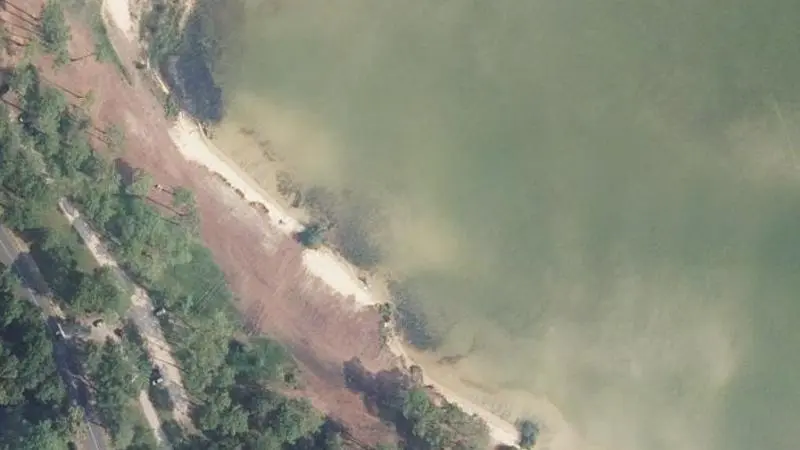 Vue aérienne : Plage du lac de Cazaux et Sanguinet