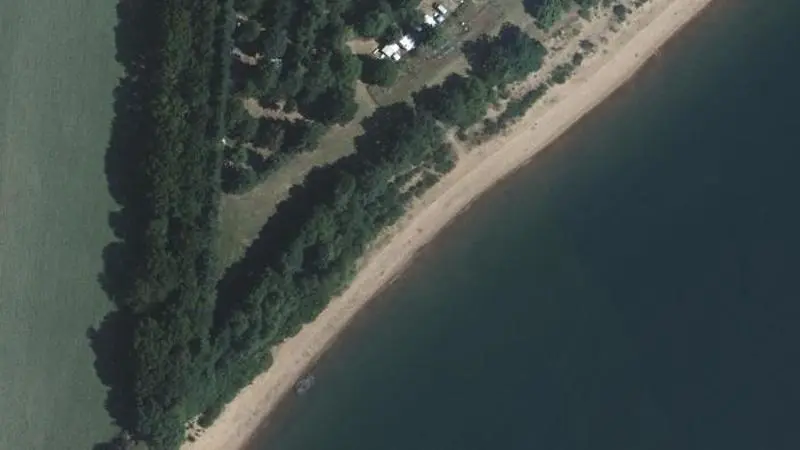 Vue aérienne : Plage du lac de Pareloup
