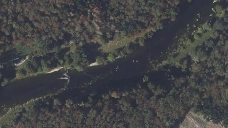 Vue aérienne : Baignade de la Loue