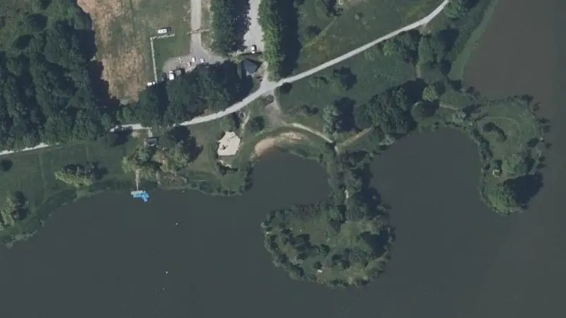 Vue aérienne : Plage de la retenue du Bout de Bois