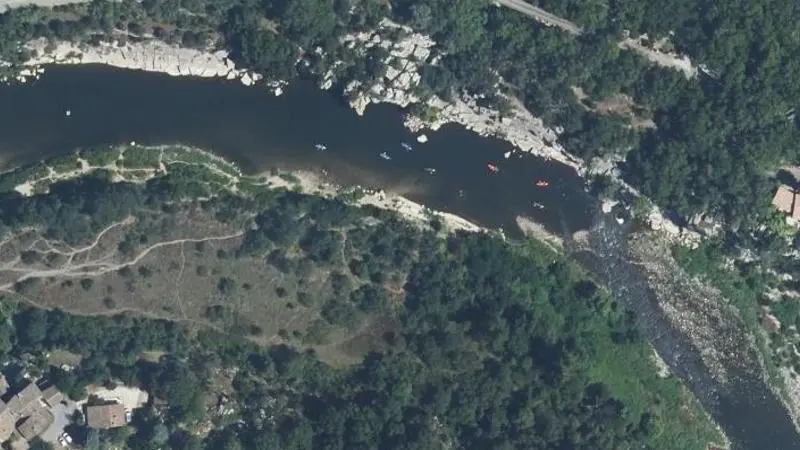 Vue aérienne : Plage de l'Ardèche