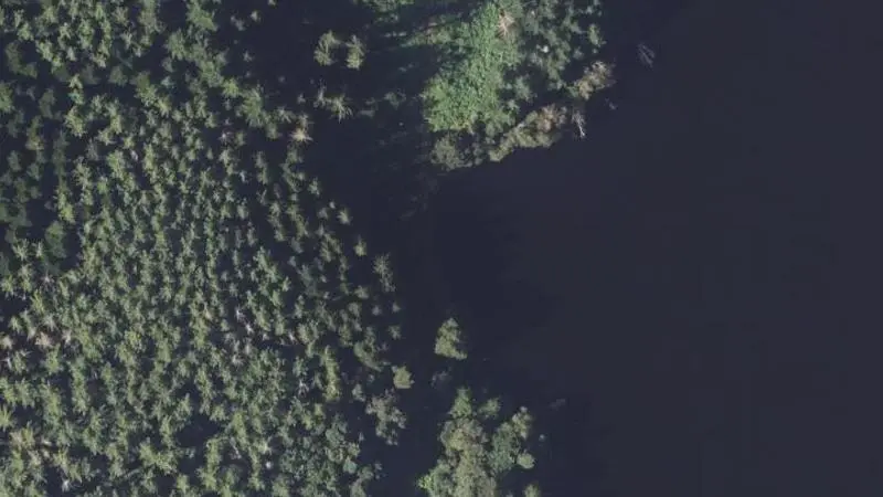 Vue aérienne : Plage du lac de Vassivière