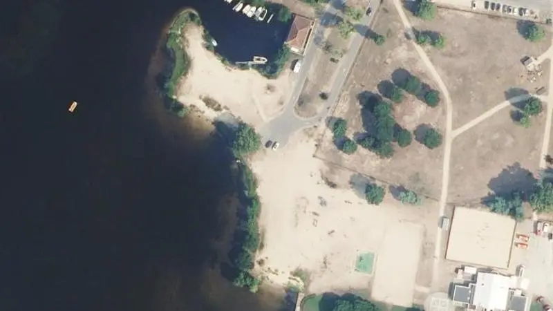 Vue aérienne : Plage du lac de Biscarrosse et de Parentis
