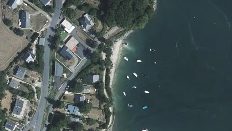Vue aérienne : Plage du lac de Pareloup