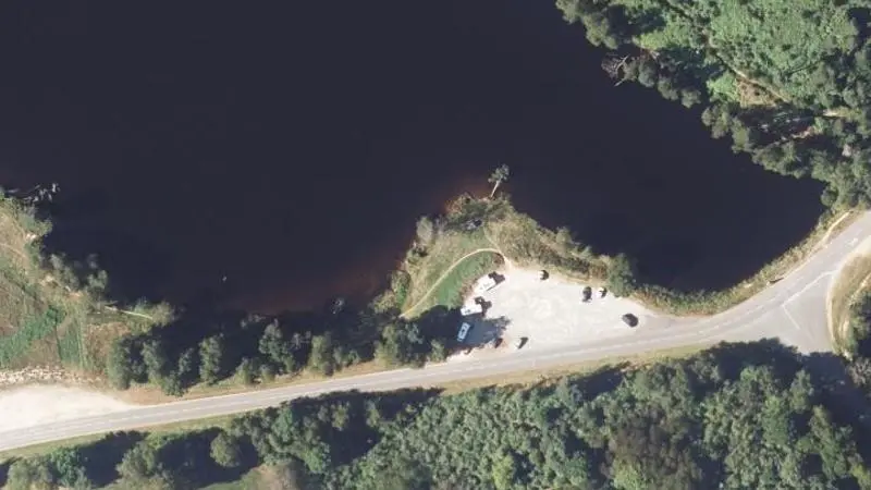 Vue aérienne : Plage du lac de Vassivière