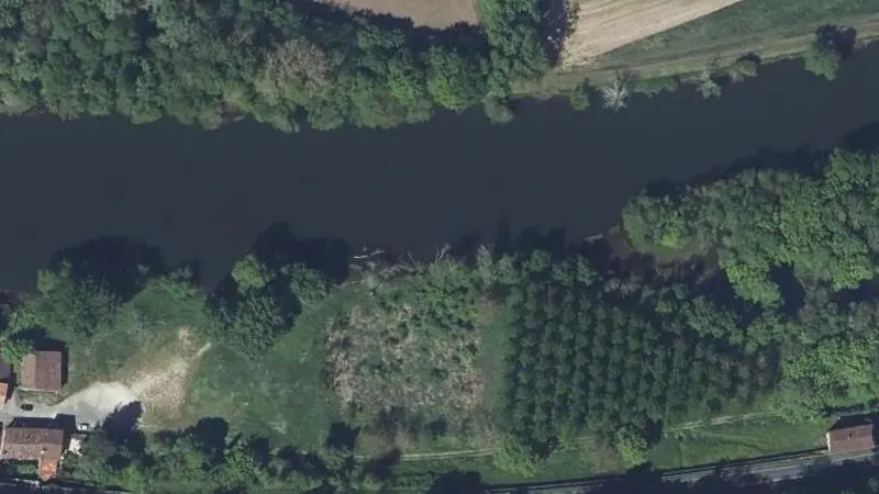 Vue aérienne : Baignade de l'Isle