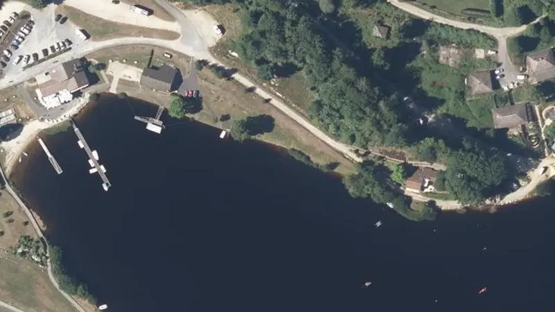 Vue aérienne : Plage du lac de Vassivière