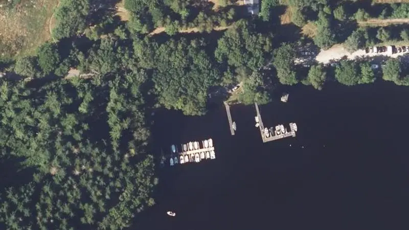 Vue aérienne : Plage du lac de Vassivière