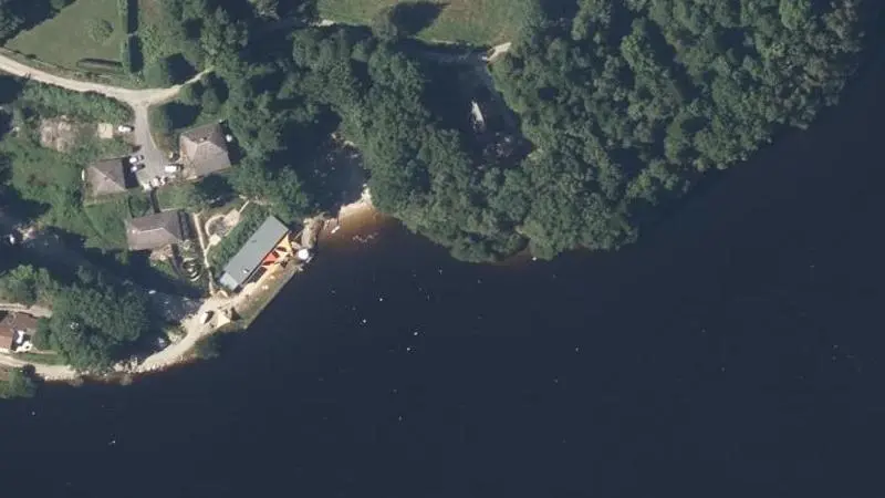 Vue aérienne : Plage du lac de Vassivière