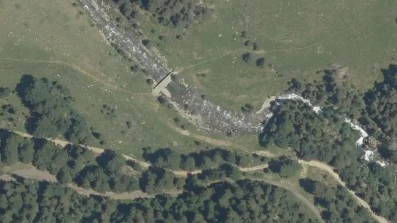 Vue aérienne : Plage du gave de Cauterets