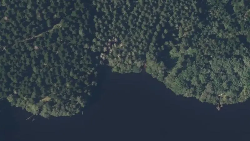 Vue aérienne : Plage du lac de Vassivière