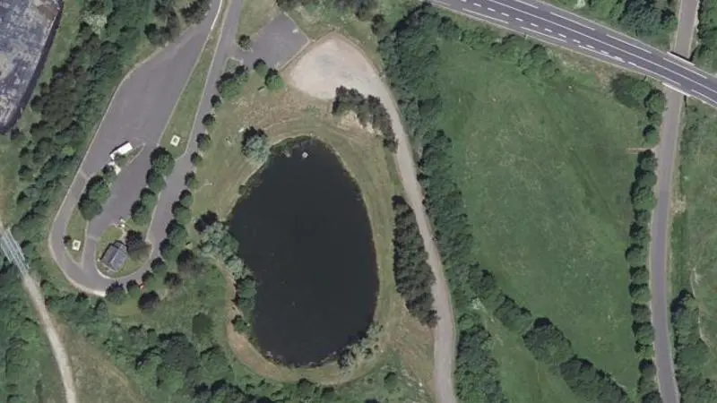 Vue aérienne : Plan d'eau de Laqueuille