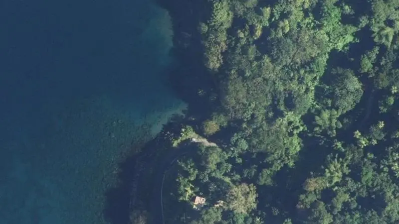 Vue aérienne : Anse Belleville "trou au Chat"
