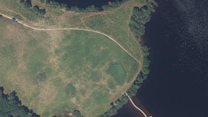 Vue aérienne : Plage du lac de Vassivière