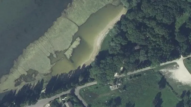 Vue aérienne : Baignade de l'étang de Marcenay