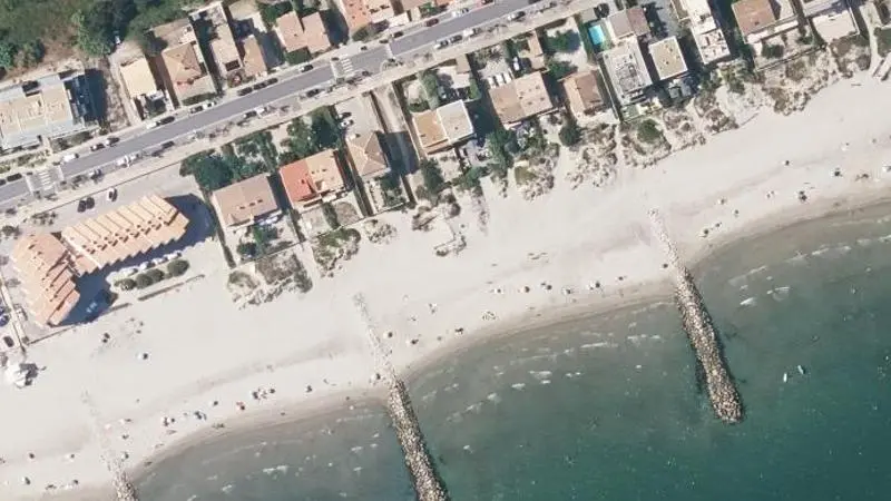Vue aérienne : Baignade Plage Carnon Est