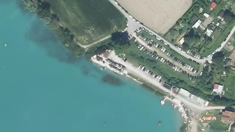 Vue aérienne : Baignade Municipale les Mouettes Lauterbourg