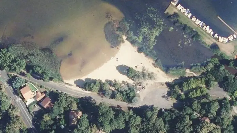 Vue aérienne : Plage du lac de Cazaux et Sanguinet