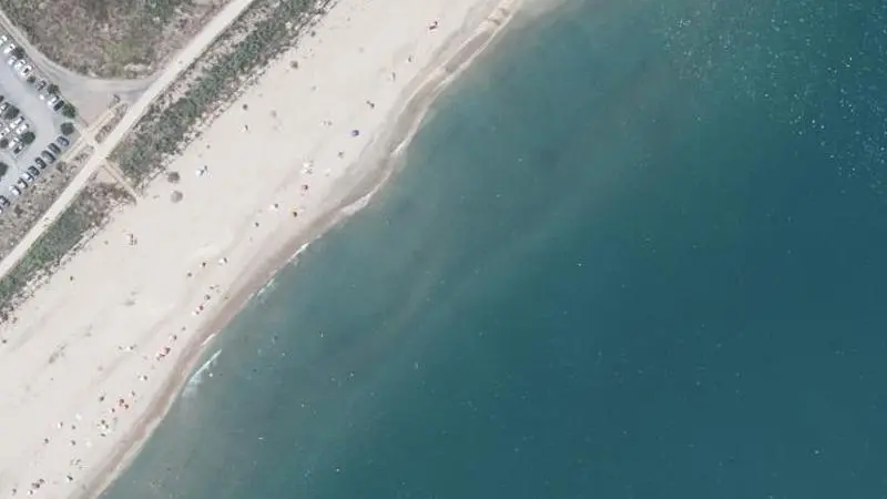 Vue aérienne : Plage des Trois Digues
