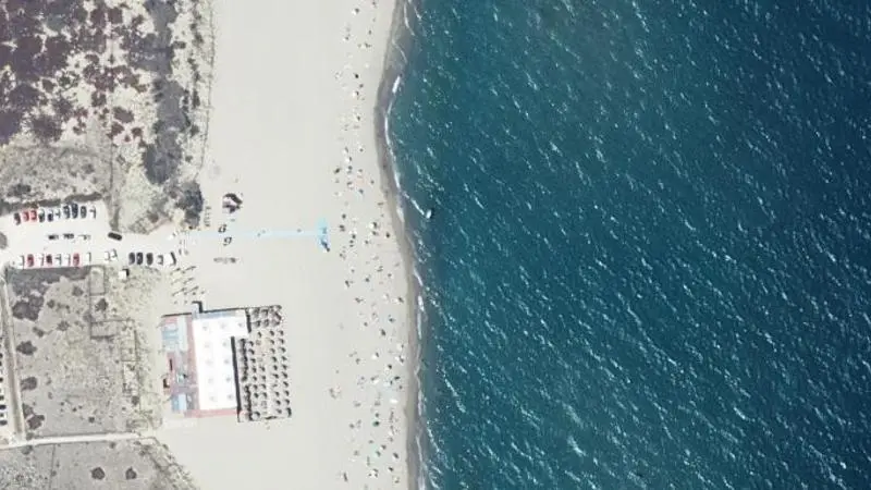 Vue aérienne : Poste de Secours N°4, Plage des Capellans