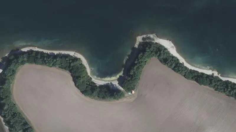 Vue aérienne : Plage du lac de Pareloup