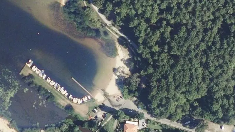 Vue aérienne : Plage du lac de Cazaux et Sanguinet