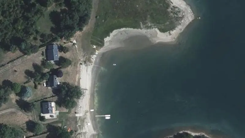 Vue aérienne : Plage du lac de Pareloup
