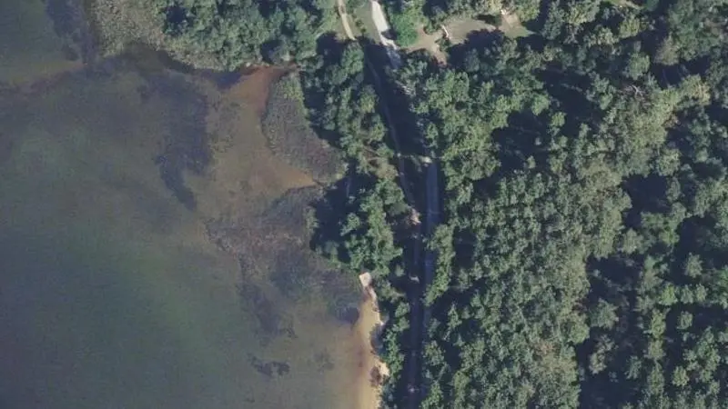 Vue aérienne : Plage du lac de Cazaux et Sanguinet