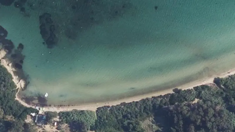 Vue aérienne : Porquerolles-Grande Plage (courtade)