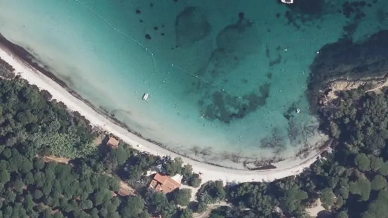 Vue aérienne : Porquerolles-Plage d'Argent