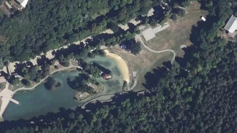 Vue aérienne : Plage de la Durance
