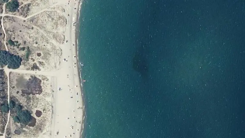 Vue aérienne : Plage du Camping Municipal
