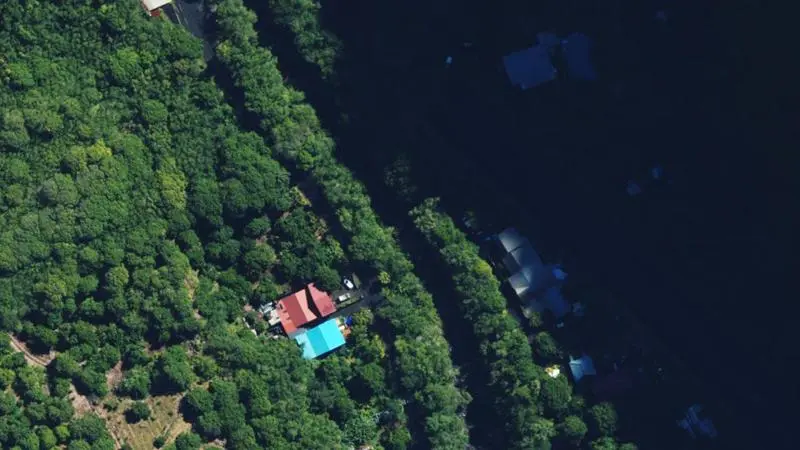 Vue aérienne : Baignade de Rivière Langevin